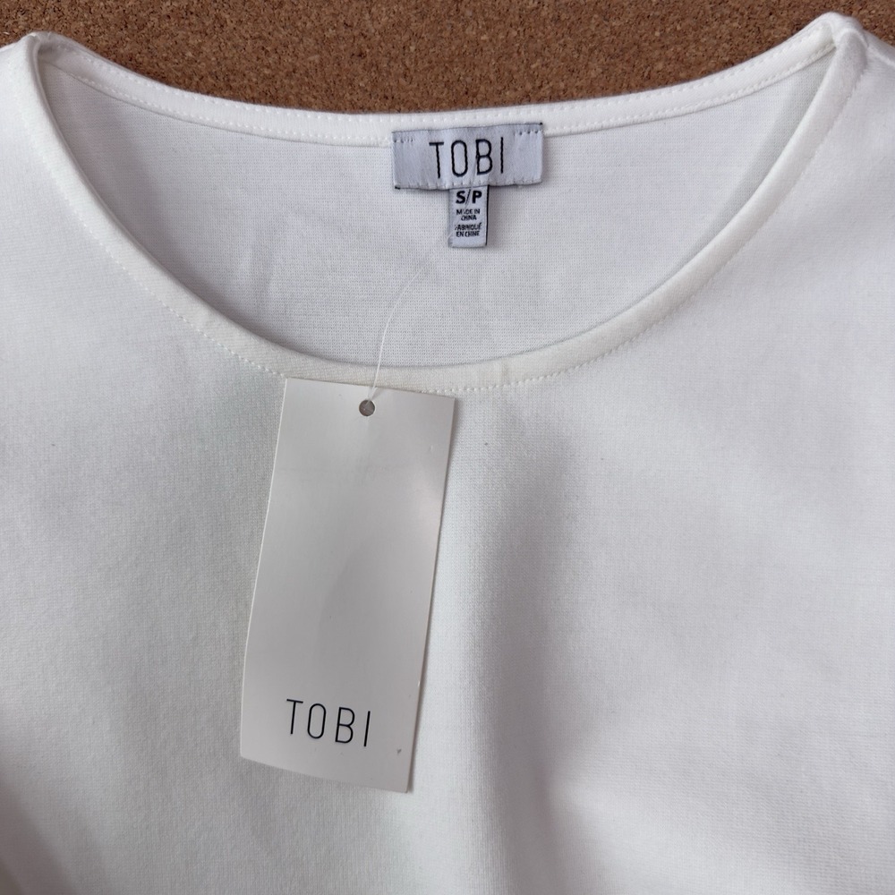 Tobi Womans S Crop Top Long Sleeve Cross Waist Fitted Minimalist Staple Everyday - Picture 4 of 7